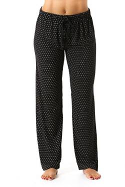 Just Love Seidig weiche Damen-Pyjamahose mit Stretch-Pyjama, Nachtwäsche, Schwarz mit weißen Punkten, XL von Just Love