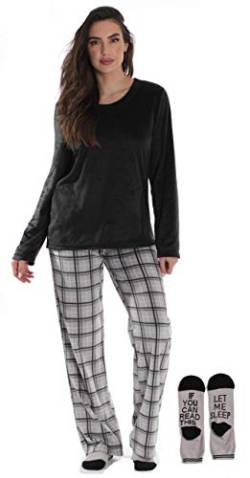 Just Love Ultraweiches Damen-Pyjama-Set – Nachthemd mit passenden Socken - Grau - Large von Just Love