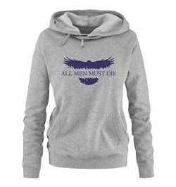 Just Style It - All Men Must die - Game of Thrones - Damen Hoodie - Grau / Lila Gr. M von Just Style It