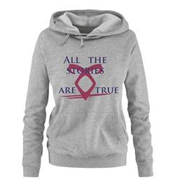 Just Style It - All The Stories Are True - Shadowhunters - Damen Hoodie - Grau / Lila-Fuchsia Gr. XXL von Just Style It