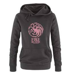 Just Style It - Fire and Blood - Game of Thrones - Damen Hoodie - Schwarz / Rosa Gr. L von Just Style It