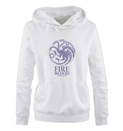 Just Style It - Fire and Blood - Game of Thrones - Damen Hoodie - Weiss / Violett Gr. S von Just Style It