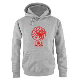 Just Style It - Fire and Blood - Game of Thrones - Herren Hoodie - Grau/Rot Gr. 3XL von Just Style It
