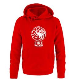 Just Style It - Fire and Blood - Game of Thrones - Herren Hoodie - Rot/Weiss Gr. L von Just Style It