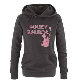 Just Style It - Rocky Balboa - Style1 - Damen Hoodie - Schwarz / Rosa Gr. L von Just Style It