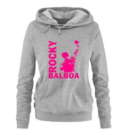 Just Style It - Rocky Balboa - Style3 - Damen Hoodie - Grau / Pink Gr. XL von Just Style It