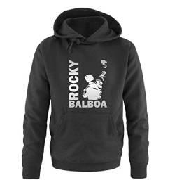 Just Style It - Rocky Balboa - Style3 - Herren Hoodie - Schwarz/Silber Gr. L von Just Style It