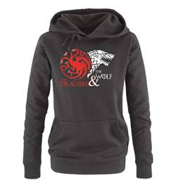 Just Style It - The Dragon and The Wolf - Game of Thrones - Damen Hoodie - Schwarz / Weiss-Rot Gr. L von Just Style It