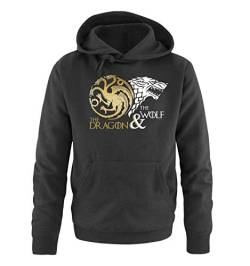 Just Style It - The Dragon and The Wolf - Game of Thrones - Herren Hoodie - Schwarz / Weiss-Gold Gr. L von Just Style It