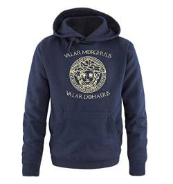 Just Style It - Valar Morghulis/Dohaeris II - Herren Hoodie - Navy/Beige Gr. S von Just Style It