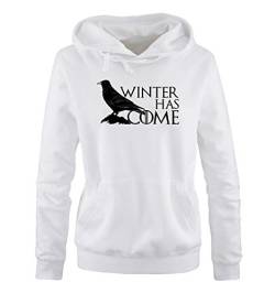 Just Style It - Winter Has Come Crow - Game of Thrones - Damen Hoodie - Weiss/Schwarz Gr. M von Just Style It