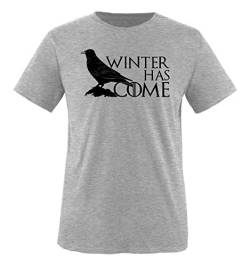 Just Style It - Winter Has Come Crow - Game of Thrones - Herren T-Shirt - Graumeliert/Schwarz Gr. L von Just Style It