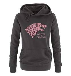 Just Style It - Winter in Coming - Style3 - Game of Thrones - Damen Hoodie - Schwarz / Rosa Gr. S von Just Style It