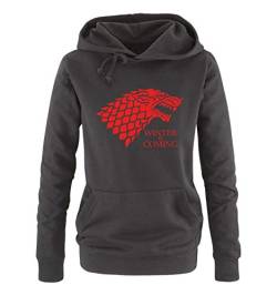 Just Style It - Winter in Coming - Style3 - Game of Thrones - Damen Hoodie - Schwarz / Rot Gr. M von Just Style It