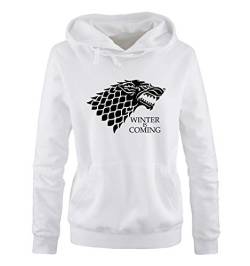 Just Style It - Winter in Coming - Style3 - Game of Thrones - Damen Hoodie - Weiss / Schwarz Gr. M von Just Style It