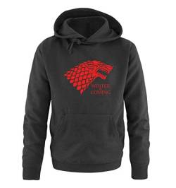 Just Style It - Winter in Coming - Style3 - Game of Thrones - Herren Hoodie - Schwarz/Rot Gr. M von Just Style It