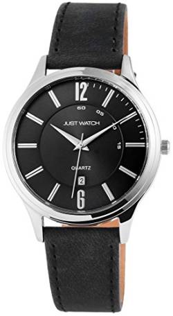 Just Watch JW006 Herren-Uhr Echt Leder Armband Datum Analog Quarz JW20005 (schwarz) von Just Watch