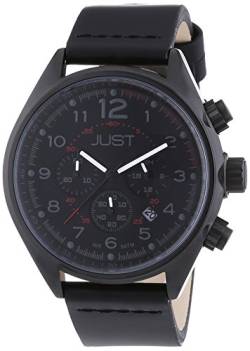 Just Watches Herren-Armbanduhr XL Analog Quarz Leder 48-S10780-BK-YL von Just Watches