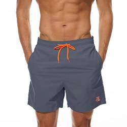 JustSun Badehose Herren Badeshorts Herren Kurz Schnelltrocknend Männer Schwimmhose Boardshorts Herren Beachshorts Swim Shorts Grau S von JustSun