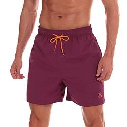 JustSun Badehose Herren Badeshorts Herren Kurz Schnelltrocknend Männer Schwimmhose Boardshorts Herren Beachshorts Swim Shorts Rotwein S von JustSun