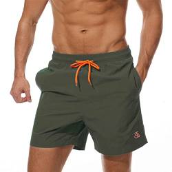 JustSun Badehose Herren Badeshorts Herren Kurz Schnelltrocknend Männer Schwimmhose Boardshorts Strandshorts Herren Beachshorts Armeegrün L von JustSun