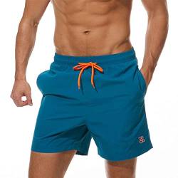 JustSun Badehose Herren Badeshorts Herren Kurz Schnelltrocknend Männer Schwimmhose Boardshorts Strandshorts Herren Beachshorts Pfauenblau L von JustSun