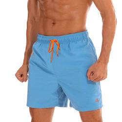 JustSun Badehose Herren Badeshorts Herren Kurz Shorts Schnelltrocknend Männer Schwimmhose Boardshorts Strandshorts Herren Swim Shorts Hellblau M von JustSun