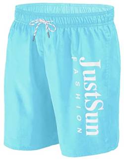 JustSun Badehose Herren Badeshorts Herren Lang Schnelltrocknend Männer Schwimmhose Boardshorts Strandshorts Herren Hellblau M von JustSun