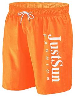 JustSun Badehose Herren Badeshorts Herren Lang Schnelltrocknend Männer Schwimmhose Boardshorts Strandshorts Herren Orange S von JustSun