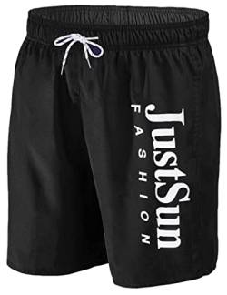 JustSun Badehose Herren Badeshorts Herren Lang Schnelltrocknend Männer Schwimmhose Boardshorts Strandshorts Herren Schwarz S von JustSun