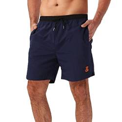 JustSun Badehose Herren Wasserabweisend Sommer Surf Badeshorts Schnelltrockend Schwimmhose mit Mesh-Futter und Taschen Blau Medium von JustSun