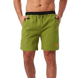 JustSun Badehose Herren Wasserabweisend Sommer Surf Badeshorts Schnelltrockend Schwimmhose mit Mesh-Futter und Taschen Grün Small von JustSun