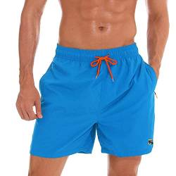 JustSun Badeshorts Herren Badehose Männer Schwimmhose Schnelltrocknend Boardshorts Strandshorts Beachshorts mit Reissverschlusstasche Navyblau XXL von JustSun