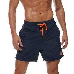 JustSun Herren Badehose Männer Badeshorts Herren Kurz Schnelltrocknend Schwimmhose Boardshorts Strandshorts Herren Beachshorts Dunkelblau XXL von JustSun