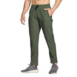 JustSun Herren Jogginghose Trainingshose Sporthose Herren Lang Schnelltrocknend Laufhose Männer Track Pants Stretch Sport Gym Fitness Hose Herren Ohne Bündchen Armeegrün XXL von JustSun