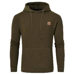 JustSun Hoodie Herren Pullover Kapuzenpullover Herren Jacquard Hoody mit Kapuze Armeegrün XL von JustSun