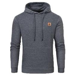 JustSun Hoodie Herren Pullover Kapuzenpullover Herren Jacquard Hoody mit Kapuze Grau L von JustSun