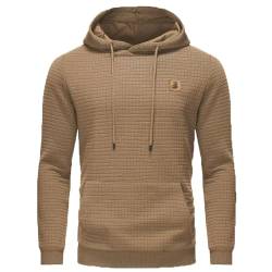 JustSun Hoodie Herren Pullover Kapuzenpullover Herren Jacquard Hoody mit Kapuze Khaki S von JustSun