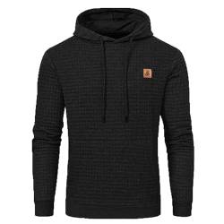 JustSun Hoodie Herren Pullover Kapuzenpullover Herren Jacquard Hoody mit Kapuze Schwarz 2XL von JustSun