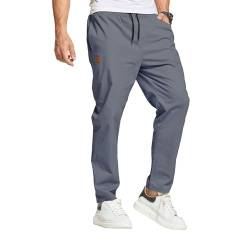 JustSun Hosen Herren Chino Cargo Hose Herren Freizeithose Cargohose Männer Jogginghose Herren Baumwolle Elastische Taille mit Kordelzug Denim Blau XXL von JustSun