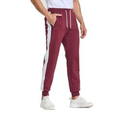 JustSun Jogginghose Herren Baumwolle Trainingshose Männer Sporthose Herren Lang Joggers Jogging-Hose Herren Sweathose Hosen Fitness Trackpants Gym Sport Herren Rotwein M von JustSun