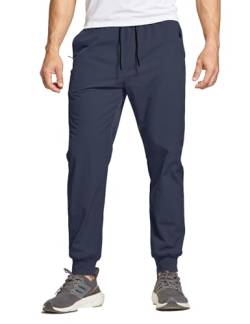 JustSun Jogginghose Herren Trainingshose Sporthose Herren Lang Laufhose Freizeithose Männer mit Reißverschlusstaschen Leichte Schnelltrocknend Atmungsaktiv Blau M von JustSun