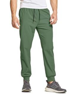 JustSun Jogginghose Herren Trainingshose Sporthose Herren Lang Laufhose Freizeithose Männer mit Reißverschlusstaschen Leichte Schnelltrocknend Atmungsaktiv Grün 3XL von JustSun