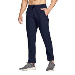 JustSun Jogginghose Herren Trainingshose Sporthose Herren Lang Track Pants Schnelltrocknend Laufhose Stretch Fitness Sport Gym Hosen Männer mit Reißverschluss Blau S von JustSun