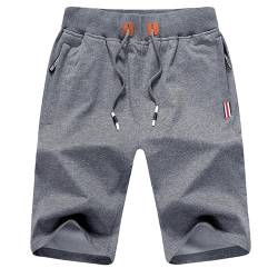 JustSun Kurze Hosen Herren Shorts Herren Sommer Kurze Hose Sporthose Jogginghose Kurz Baumwolle Sweatshorts Laufshorts Herren Sweathose Kurz Grau L von JustSun