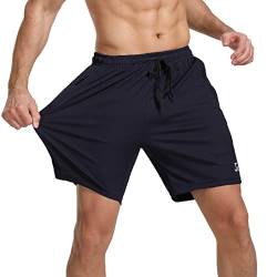 JustSun Kurze Hosen Herren Shorts Sommer Kurz Sporthose Herren Jogginghose Sport Shorts Sweatshorts Trainingshose Laufshorts mit Reissverschluss Blau L von JustSun