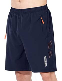 JustSun Kurze Hosen Herren Shorts Sommer Kurz Sporthose Jogginghose Herren Sport Shorts Trainingshose Laufshorts mit Reissverschluss Blau L von JustSun