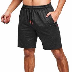 JustSun Kurze Hosen Herren Shorts Sommer Kurze Sporthose Jogginghose Baumwolle Sweatshorts Sport Running Shorts mit Reißverschluss Schwarz L von JustSun