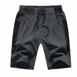 JustSun Kurze Hosen Herren Shorts Sommer Sporthose Herren Kurz Jogginghose Sport Trainingshose Laufshorts mit Reißverschluss Grau 3XL von JustSun