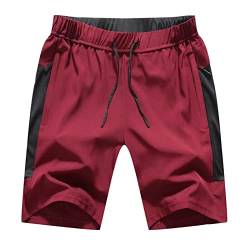 JustSun Kurze Hosen Herren Shorts Sommer Sporthose Herren Kurz Jogginghose Sport Trainingshose Laufshorts mit Reißverschluss Rot L von JustSun